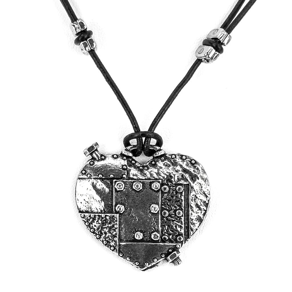 Oberon Design Fearless Heart Hand-Cast Britannia Metal Necklace