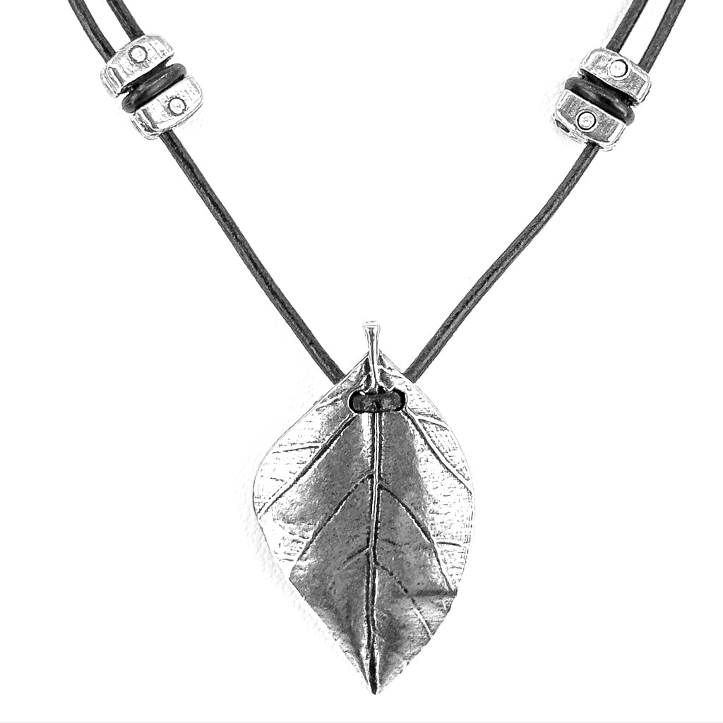 Oberon Design New Leaf Hand-Cast Britannia Metal Necklace