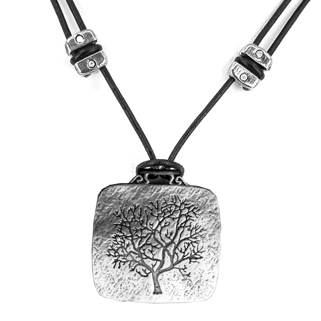 Oberon Design Rune Tree Hand-Cast Britannia Metal Necklace