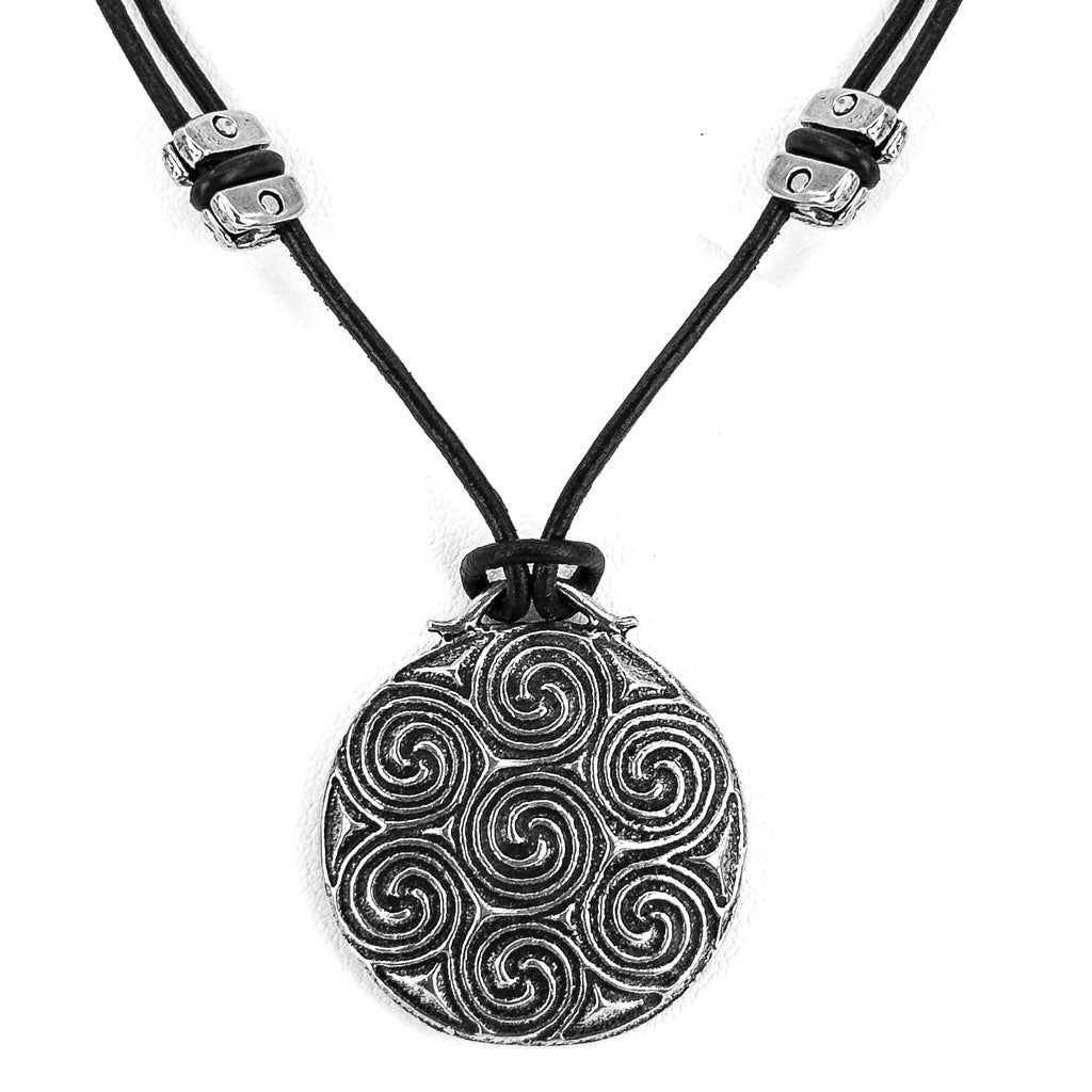 Oberon Design Celtic Spiral Hand-Cast Britannia Metal Necklace