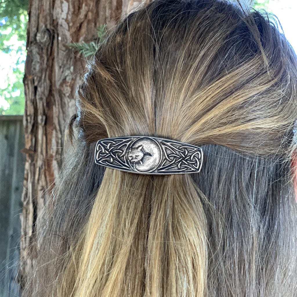 Oberon Design Hair Clip, Barrette, Hair Accessory, Dreaming Cat, 70mm