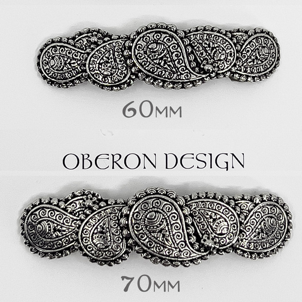 Oberon Design Hair Clip, Barrette, Hair Accessory, Paisley, 2 Sizes