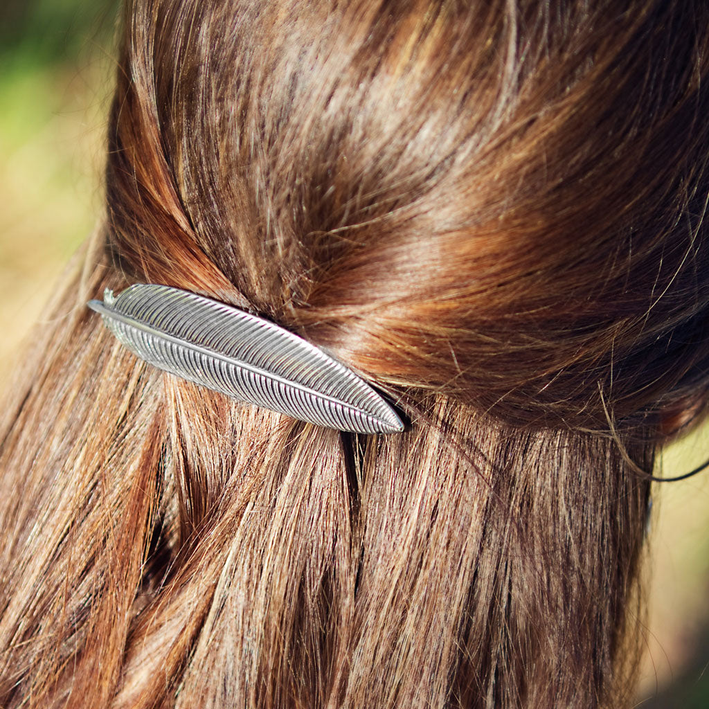 Oberon Design Hair Clip, Barrette, Hair Accessory, Feather, Model 2
