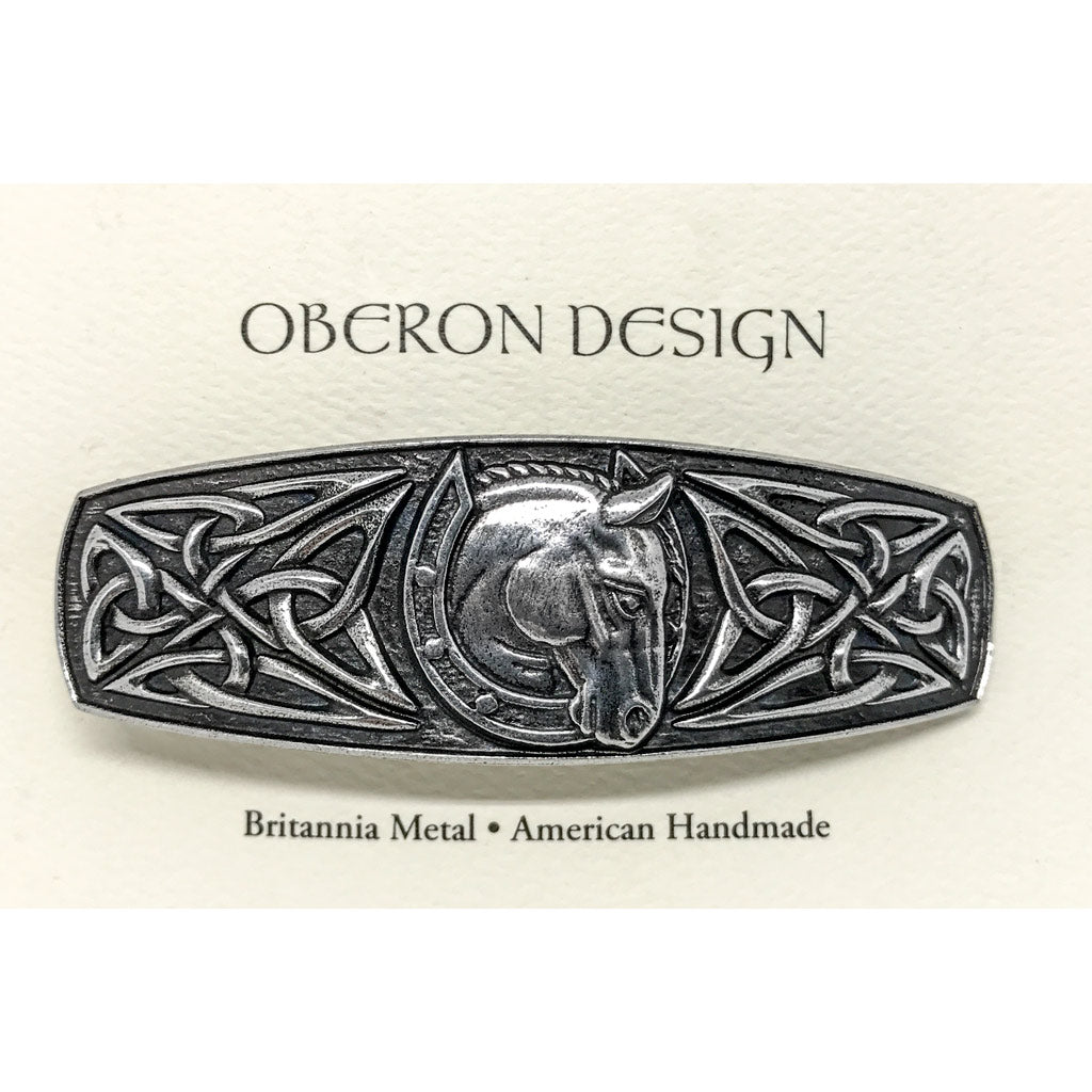 Oberon Design Hair Clip, Barrette, Hair Accessory, Celtic Horseshoe, Card