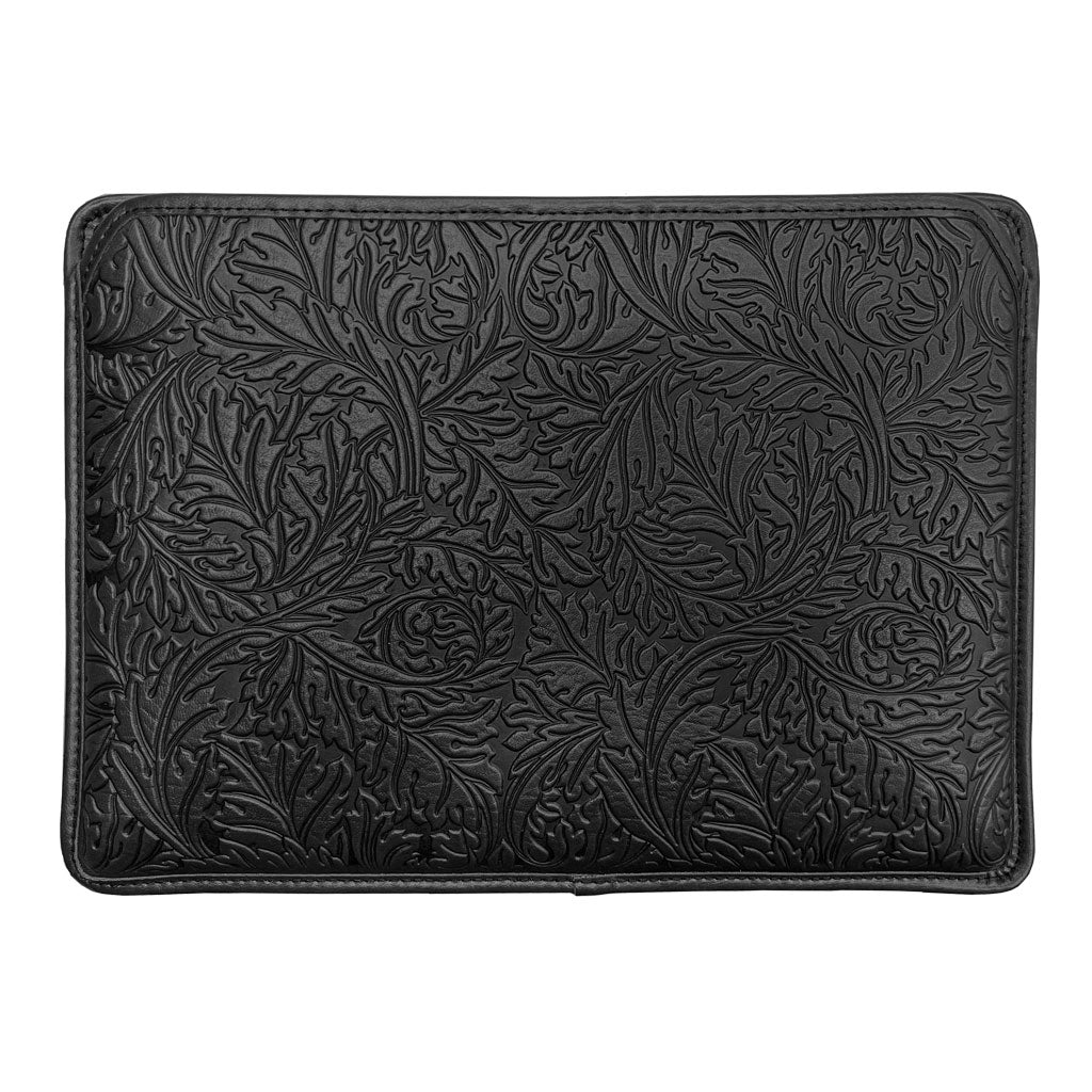Oberon Design Genuine Leather Laptop Sleeve, MacBook Case, Tablet Cover, Acanthus, Black