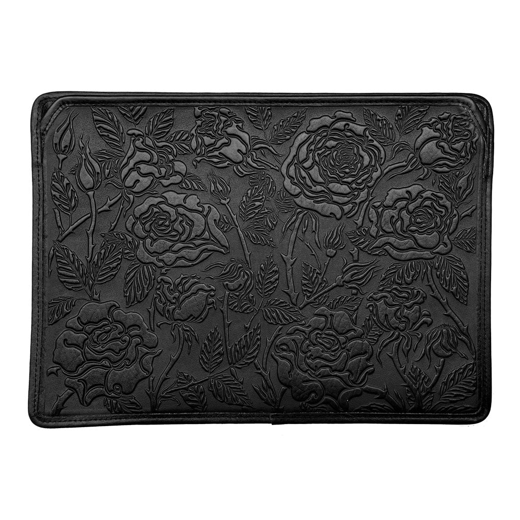 Genuine Leather Laptop Sleeve, MacBook Case, Tablet Cover, Wild Rose, Black