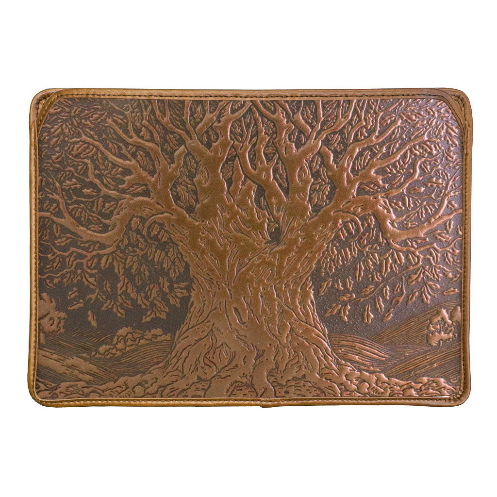 Leather Laptop Sleeve, MacBook Case, Tablet Cover, Tree of Life, Saddle