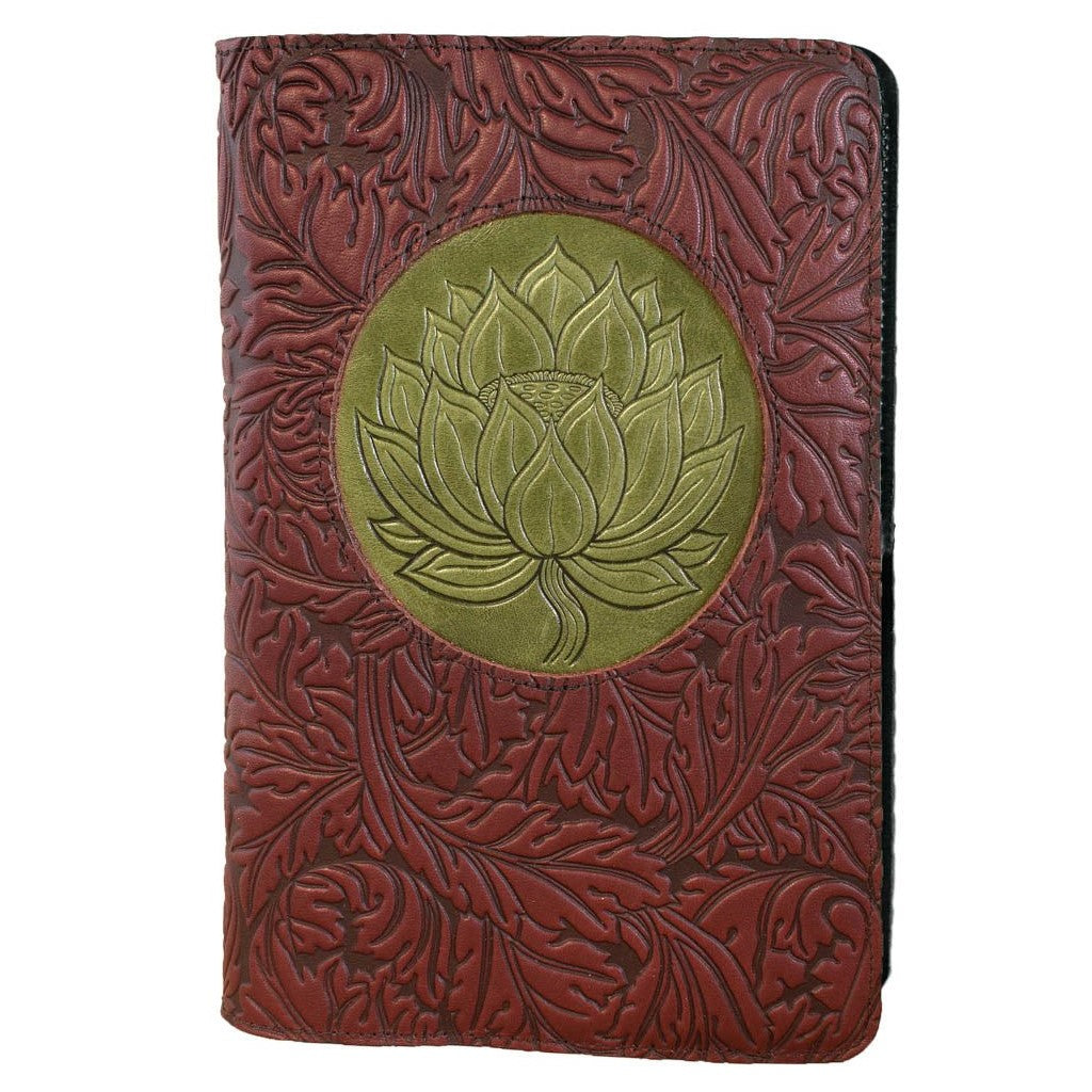 Oberon Design Leather Refillable Icon Journal Cover, Floating Lotus