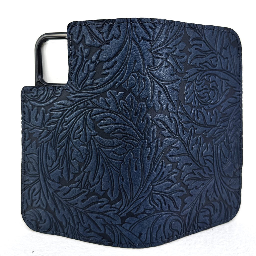 iPhone Wallet, Acanthus Leaf - Navy (Open)