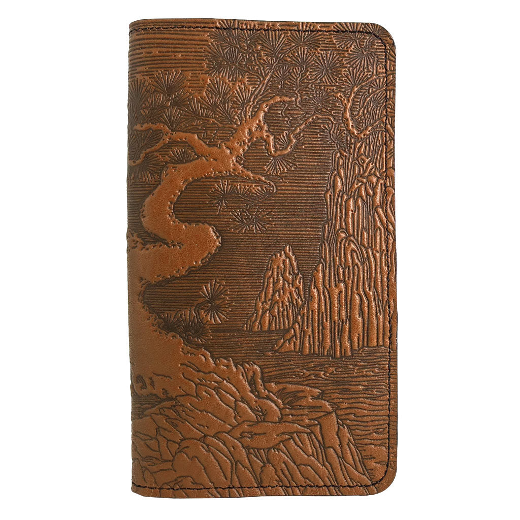 Oberon Design River Garden Leather Wallet Folio Case for iPhones, Red