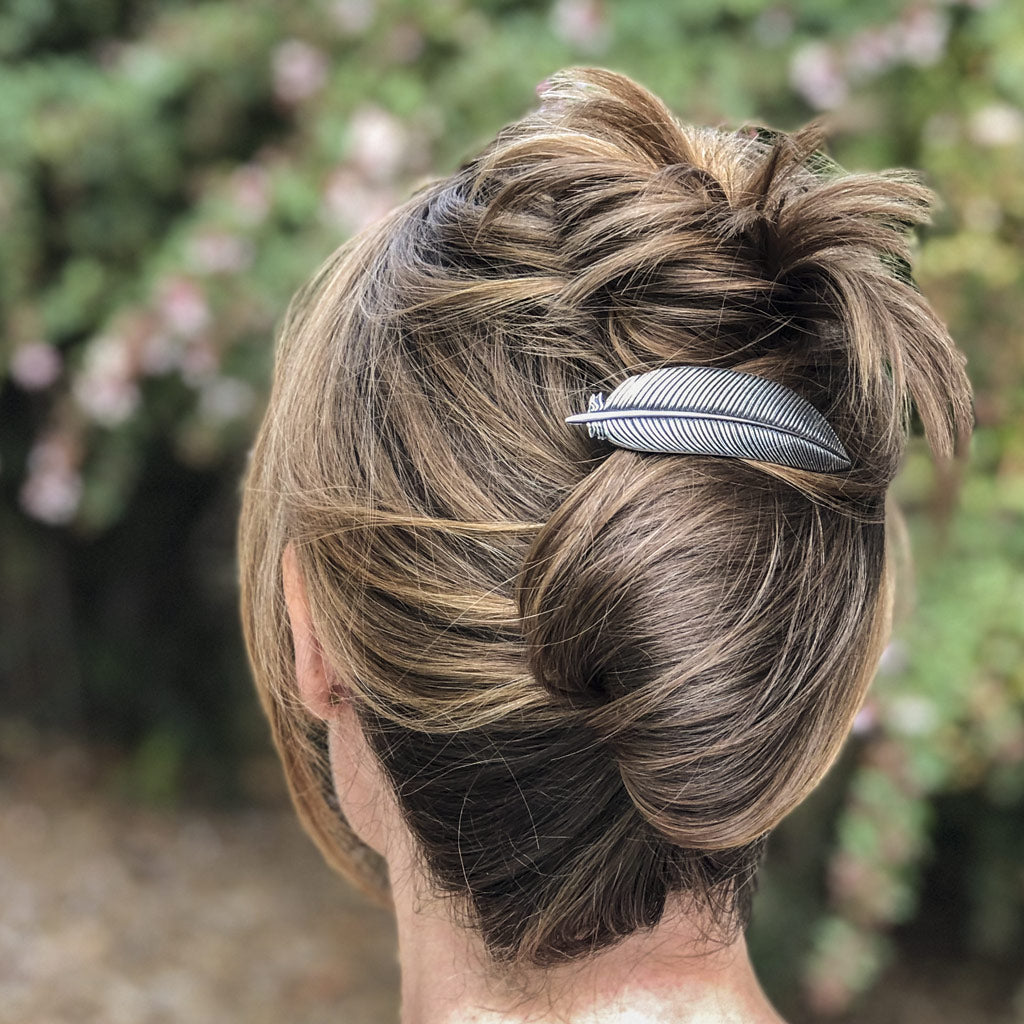 Feather barrette hair deals clip
