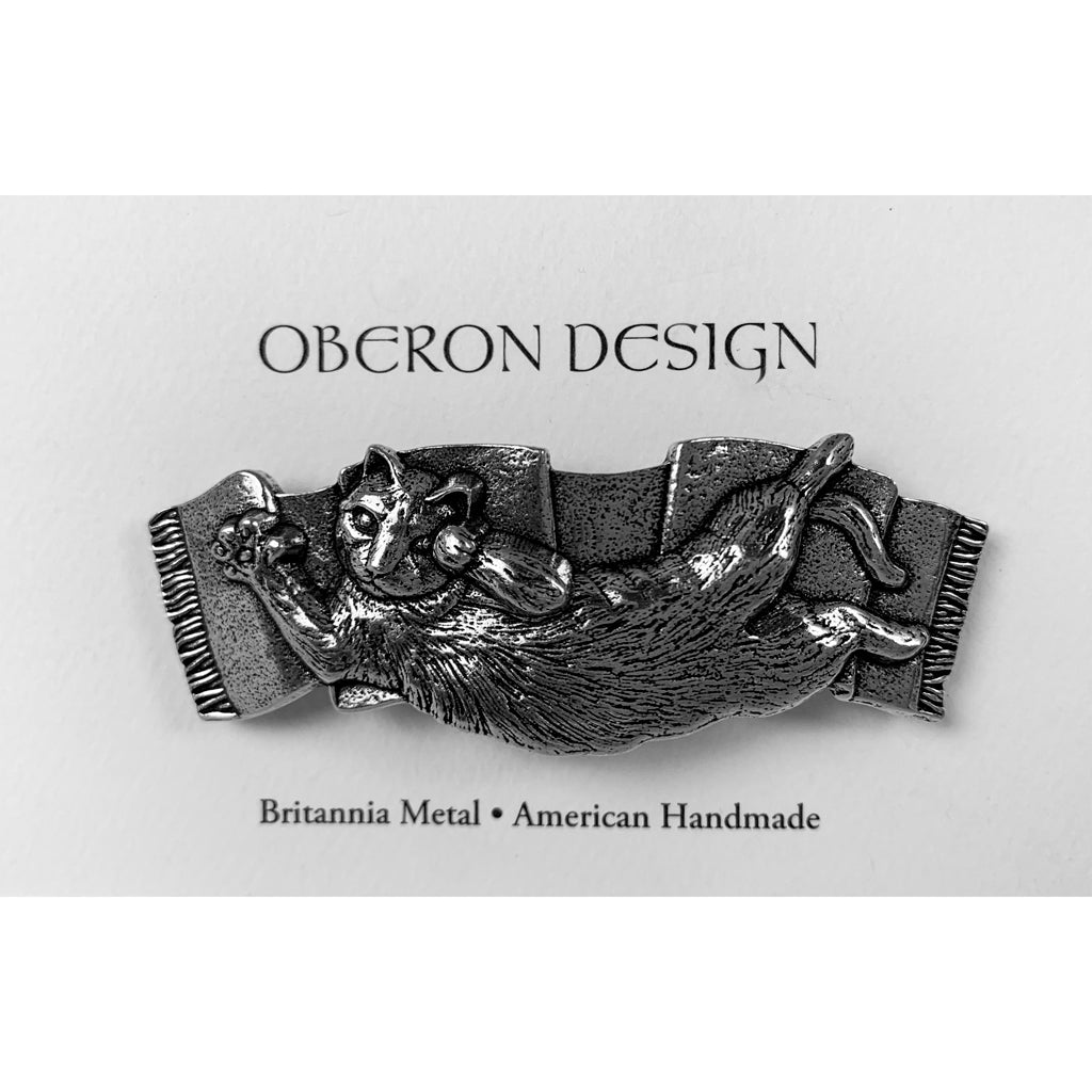 Oberon Design Hair Clip, Barrette, Hair Accessory, Playful Cat, Card