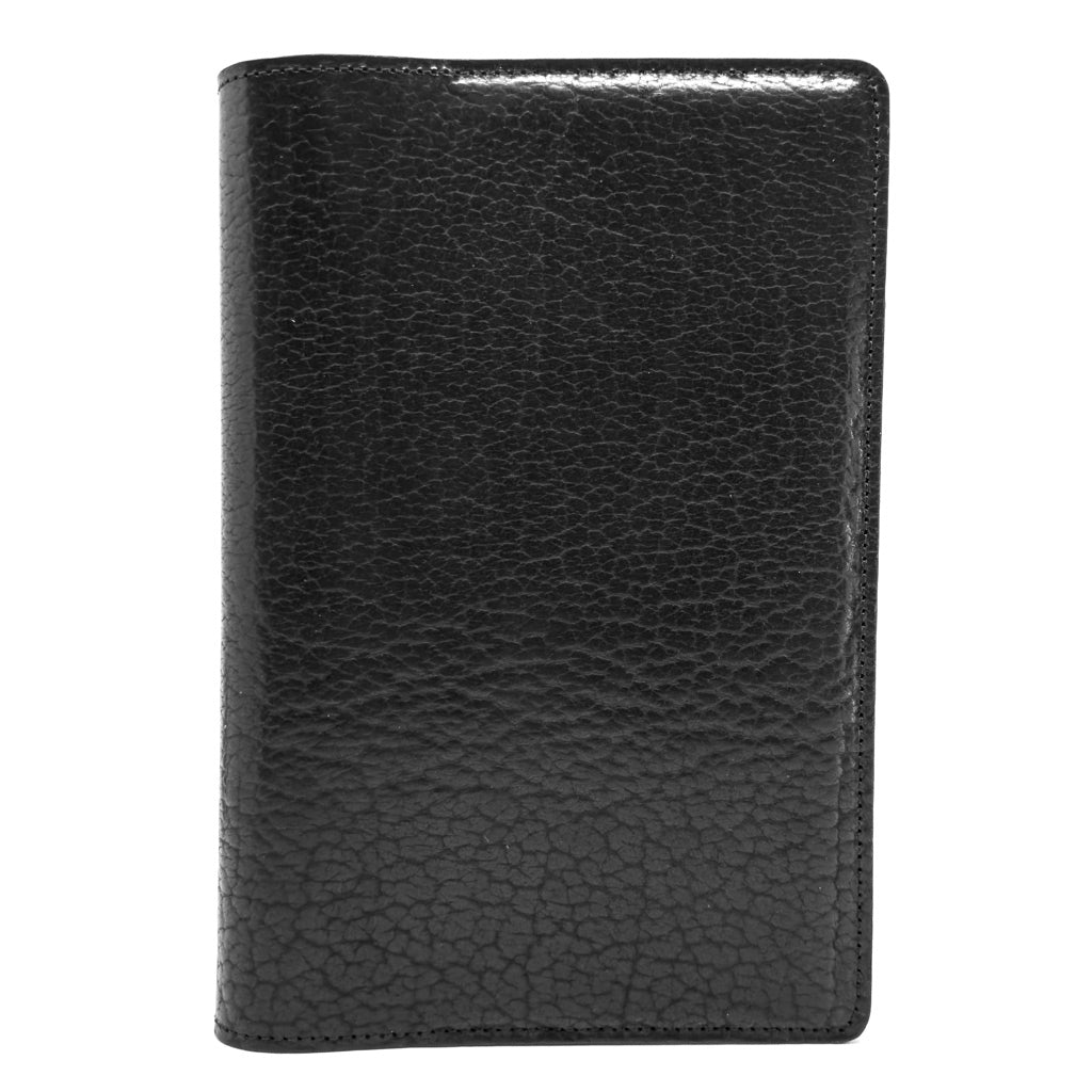 Leather Refillable Journal Notebook, Glazed Shrunk Bison in Black