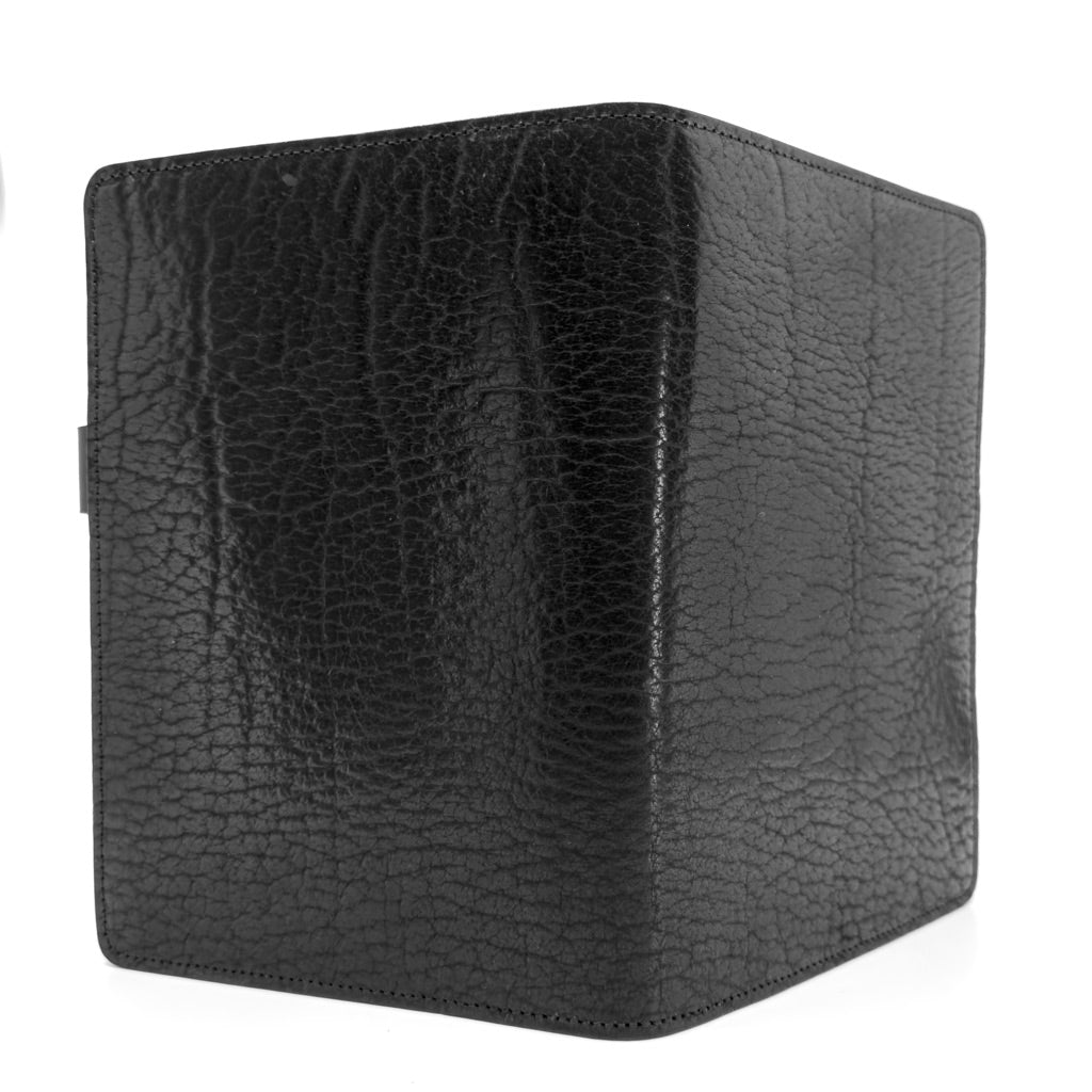 Leather Portfolio with Notepad, Limited Edition Rustic, Glazed Shrunk Bison in Black