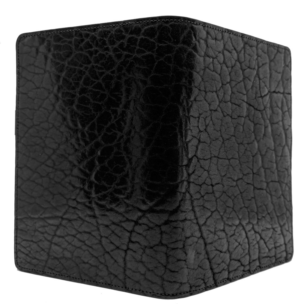 Leather Portfolio with Notepad, Limited Edition Rustic, Glazed Shrunk Bison in Black