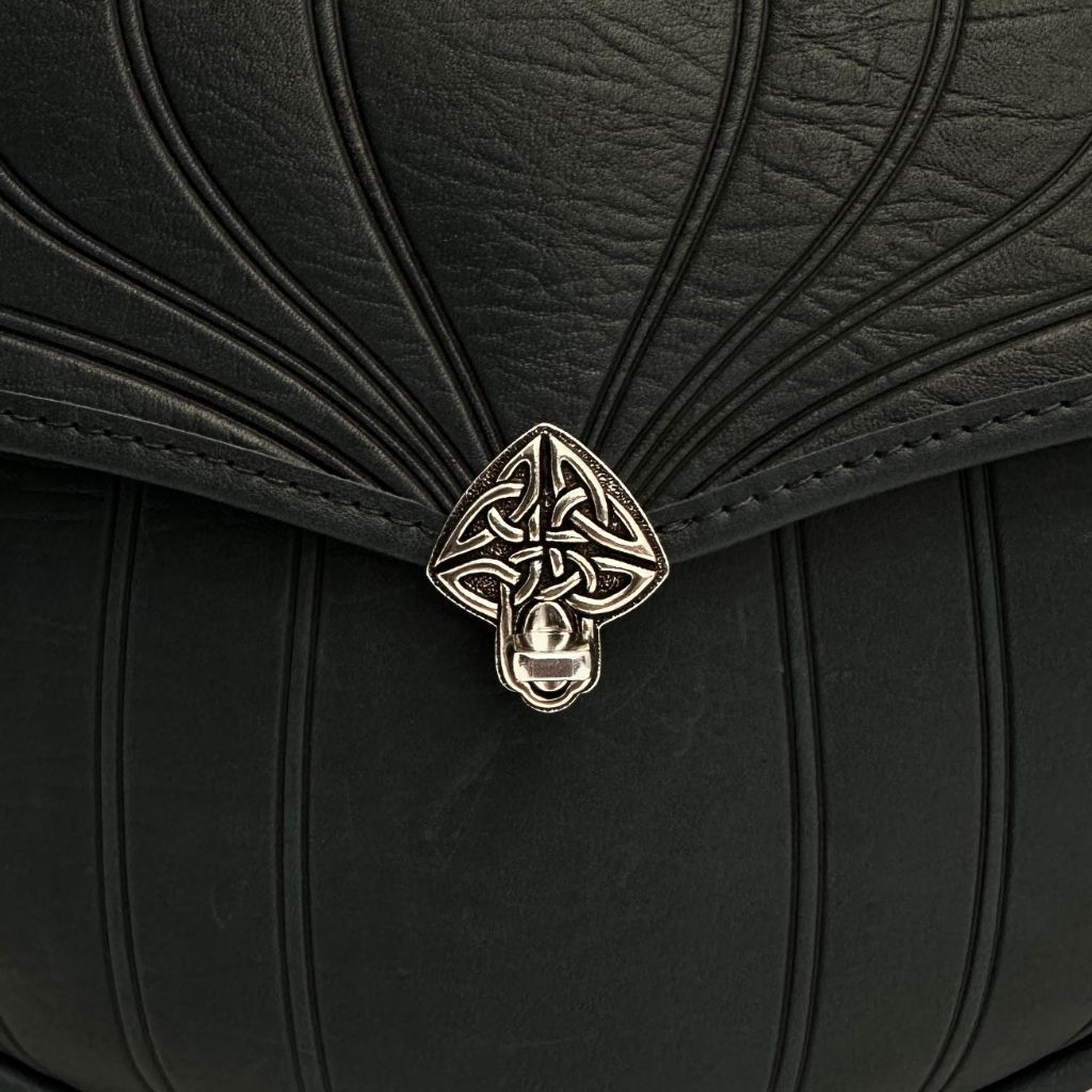 Leather Handbag, Olivia in black, Celtic closure