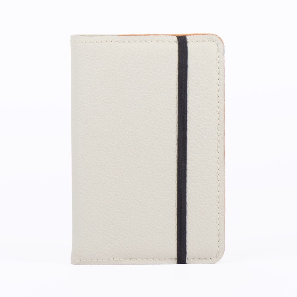 Pocket Notebook Cover, Pacific Leather in Fog, Strap closure detail