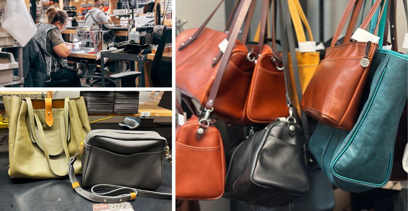 prototype leather handbags by oberon design