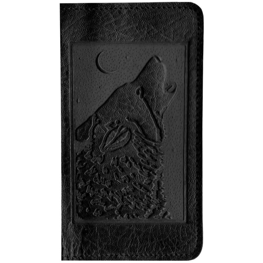 Checkbook Cover, Singing Wolf, Black