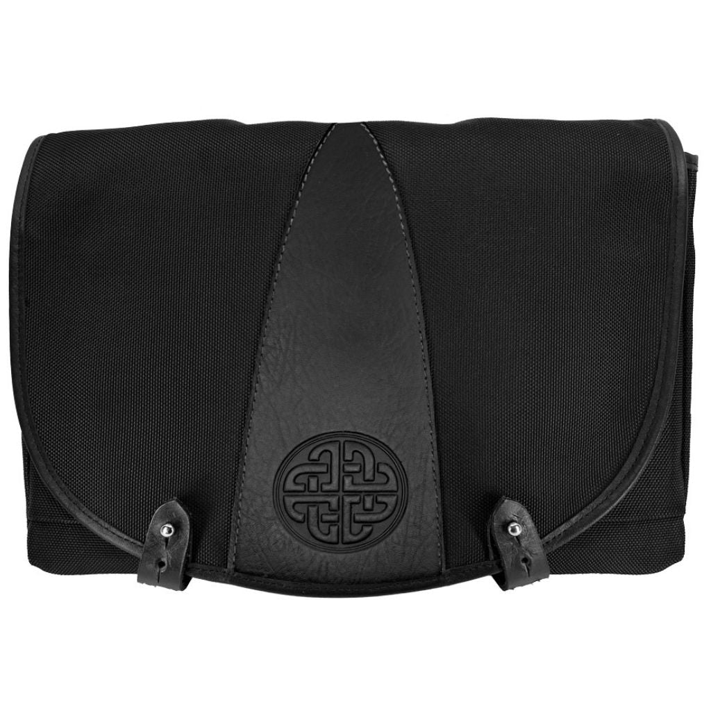 Oberon Design Messenger Bag, Slimline, Celtic Love Knot, Black