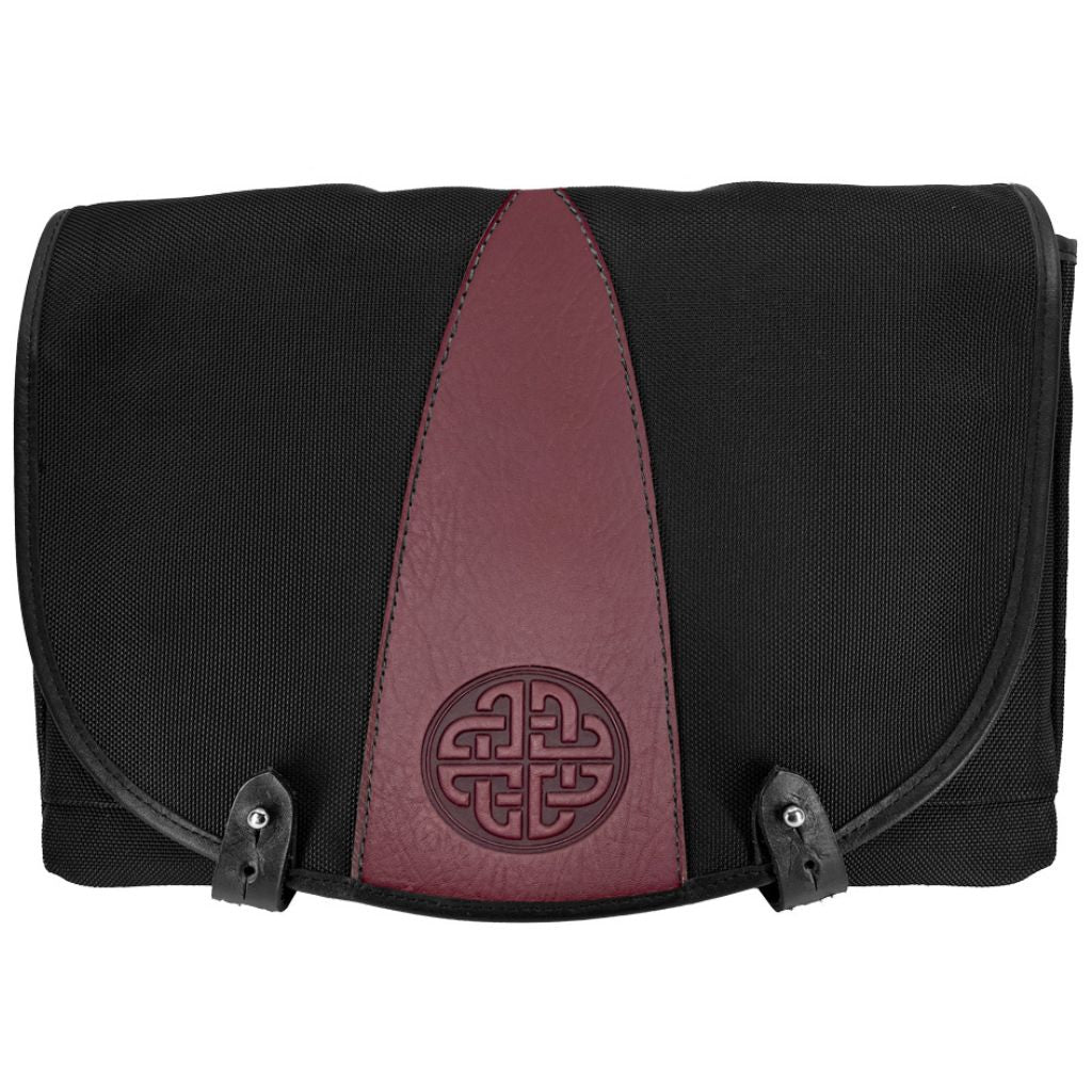 Oberon Design Messenger Bag, Slimline, Celtic Love Knot, Black