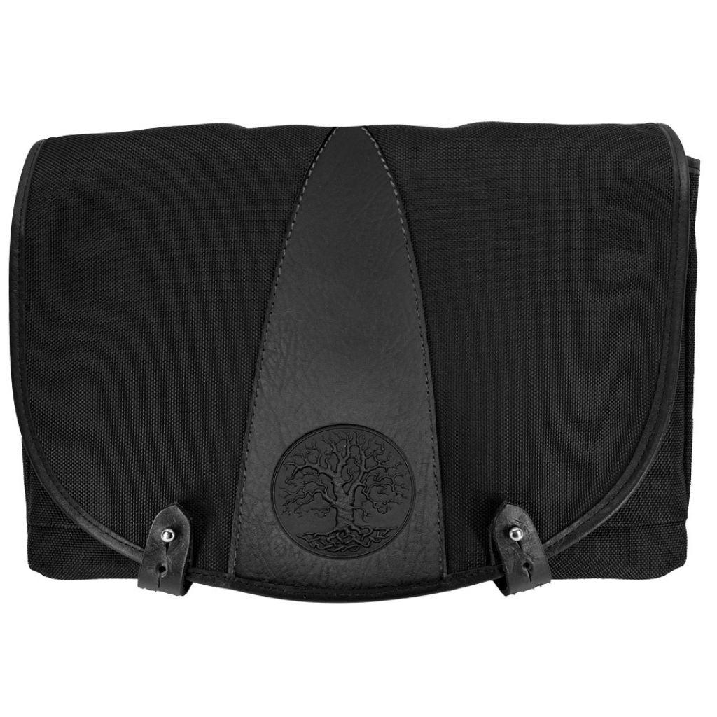 Oberon Design Messenger Bag, Slimline, Tree of Life, Black