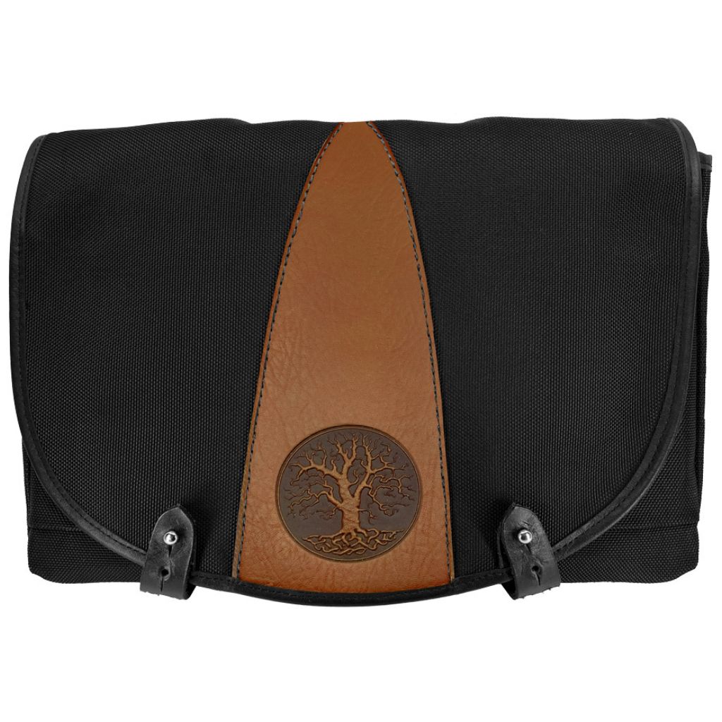 Oberon Design Messenger Bag, Slimline, Tree of Life, Saddle