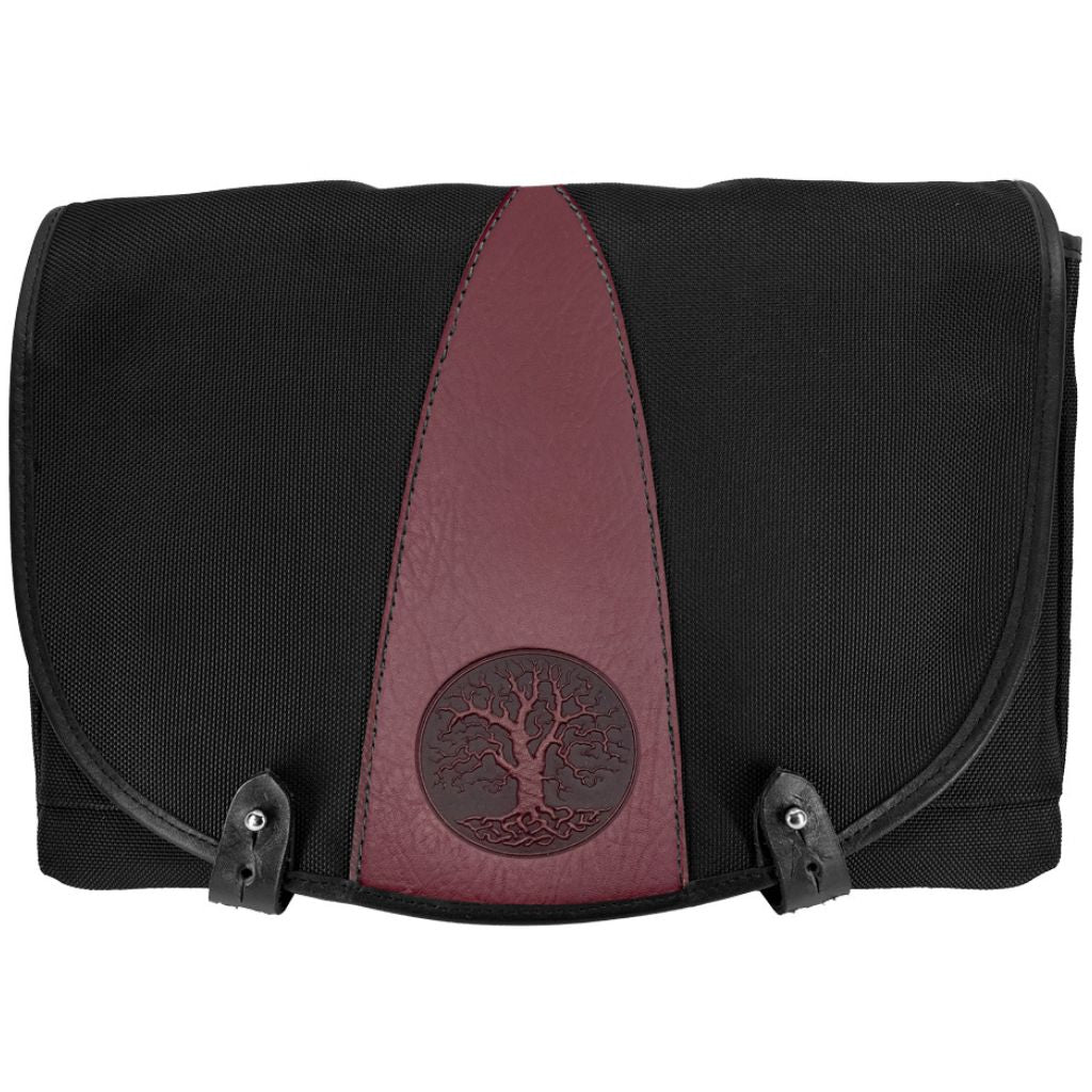 Oberon Design Messenger Bag, Slimline, Tree of Life, Wine