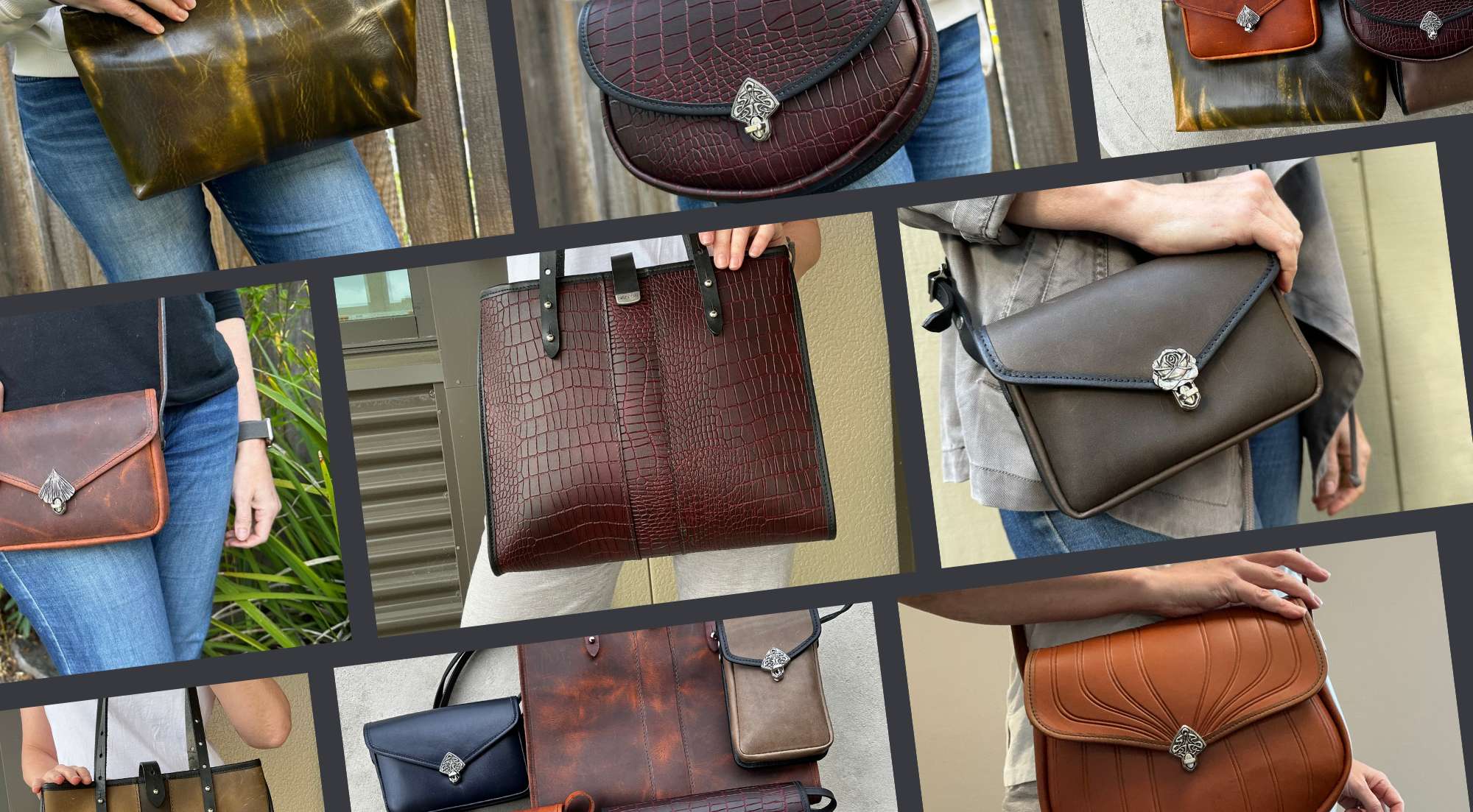 Limited Edition handbags in extra special leather collection collage