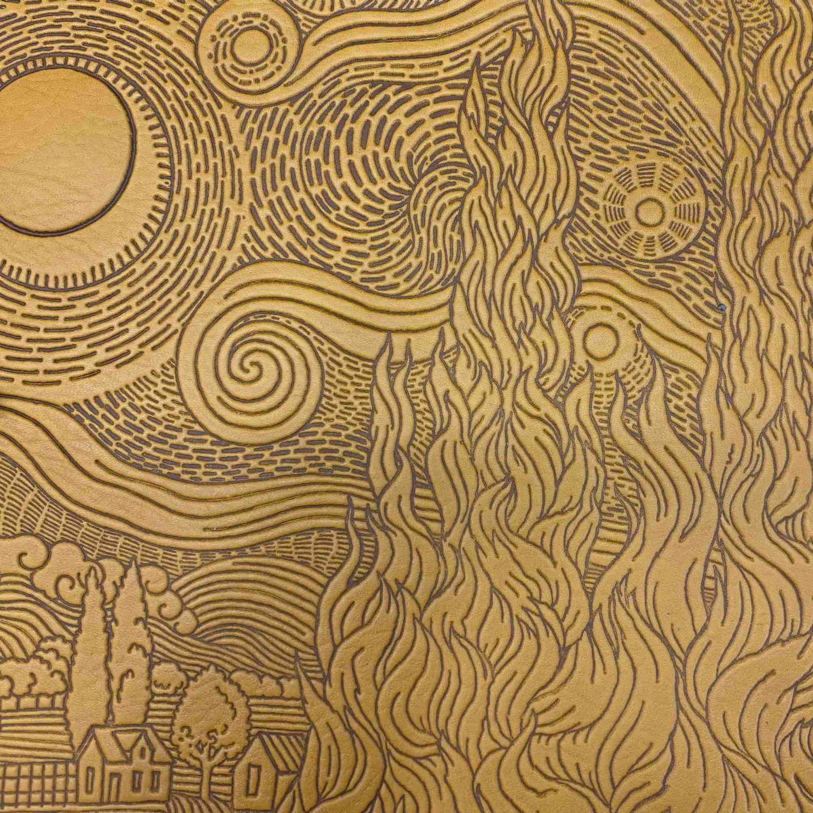 Oberon Design Van Gogh Sky on Marigold Leather