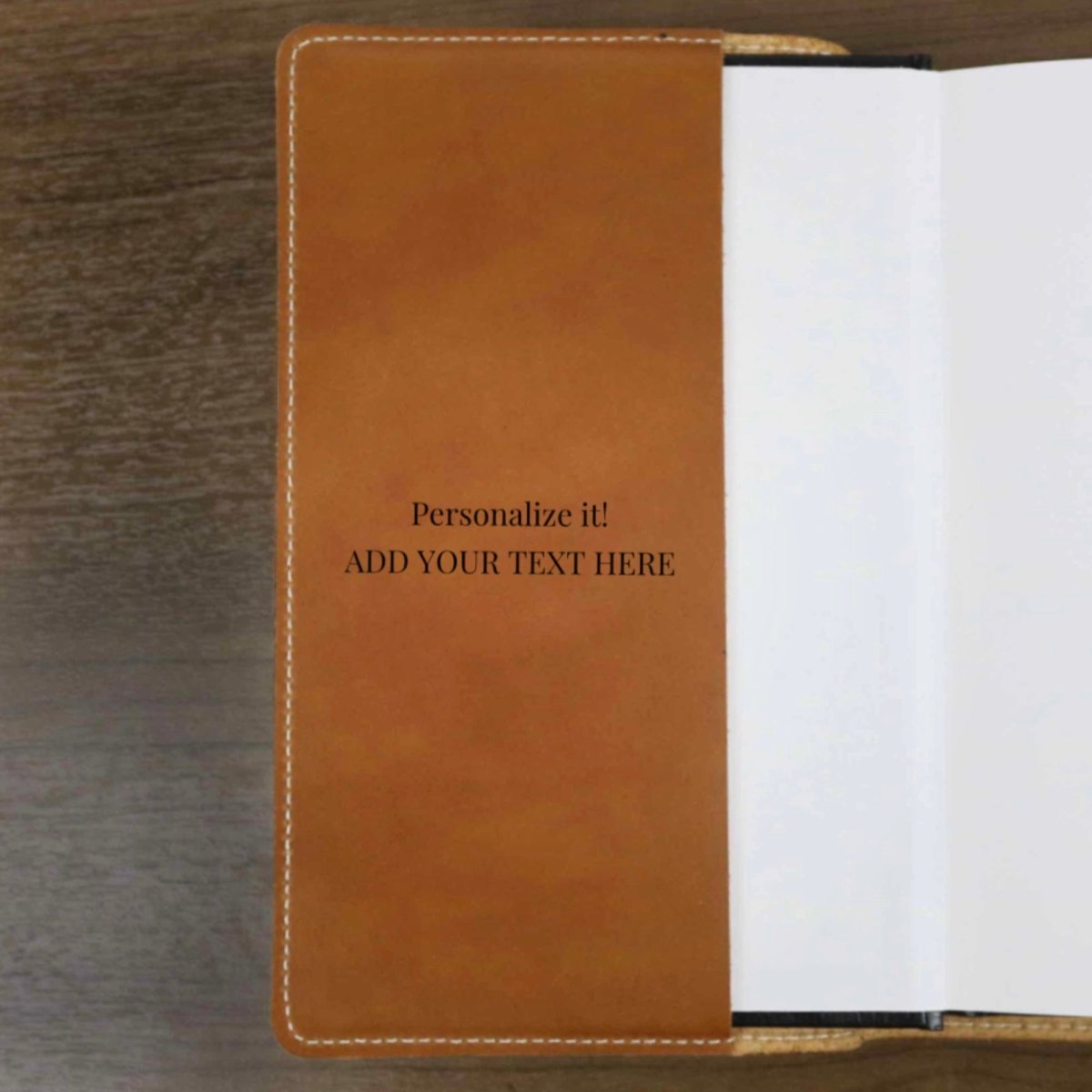 Oberon Design Pocket Notebook with Pacific Leather in Fog. Personalized interior