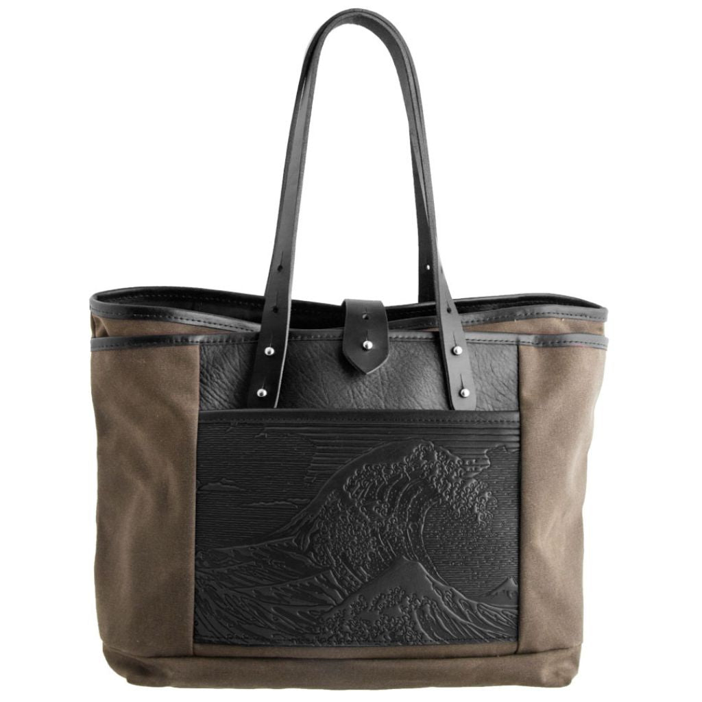 Everyday Tote, Hokusai Wave in Tan & Black