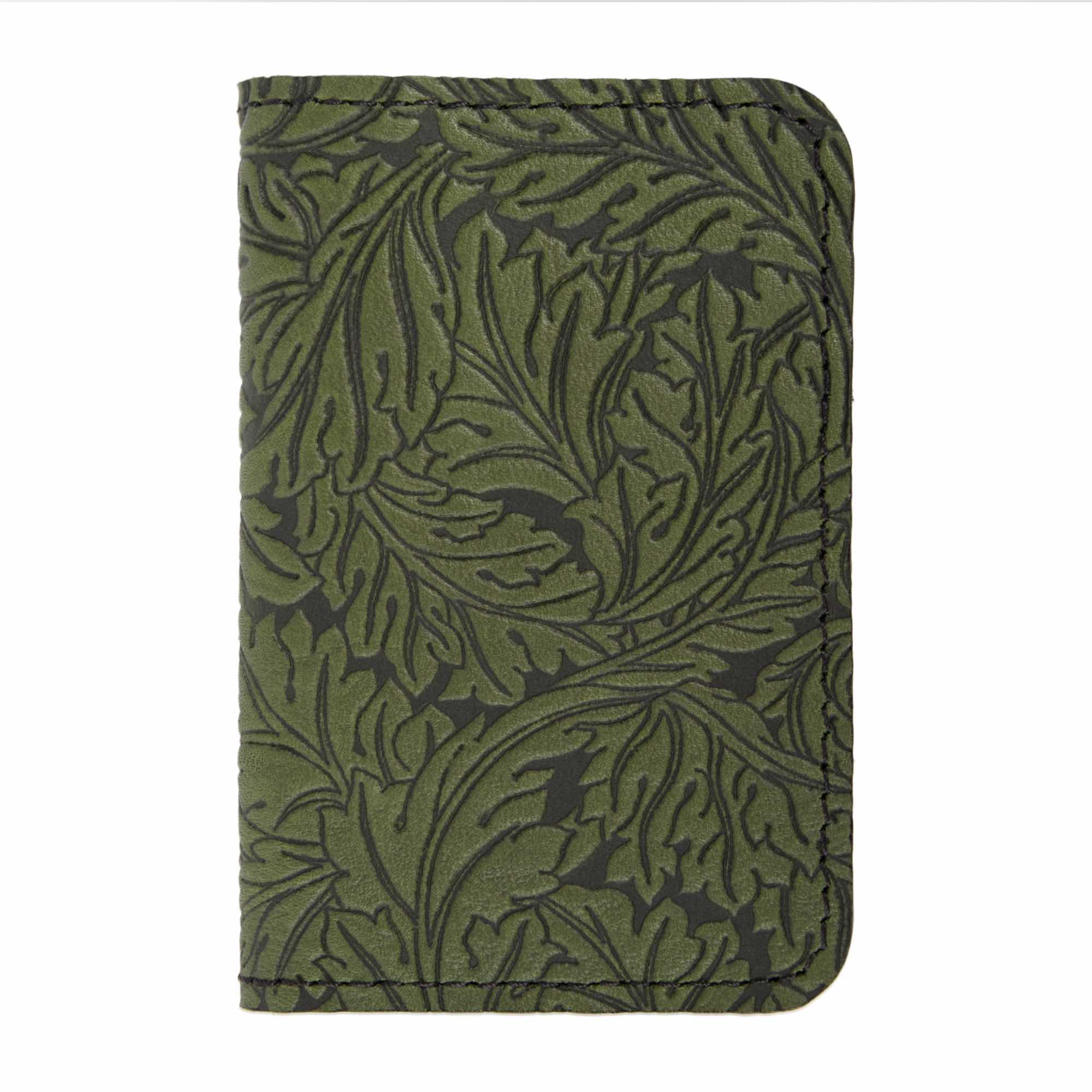 Oberon Leather Business Card Holder, Mini Wallet, Acanthus Leaf