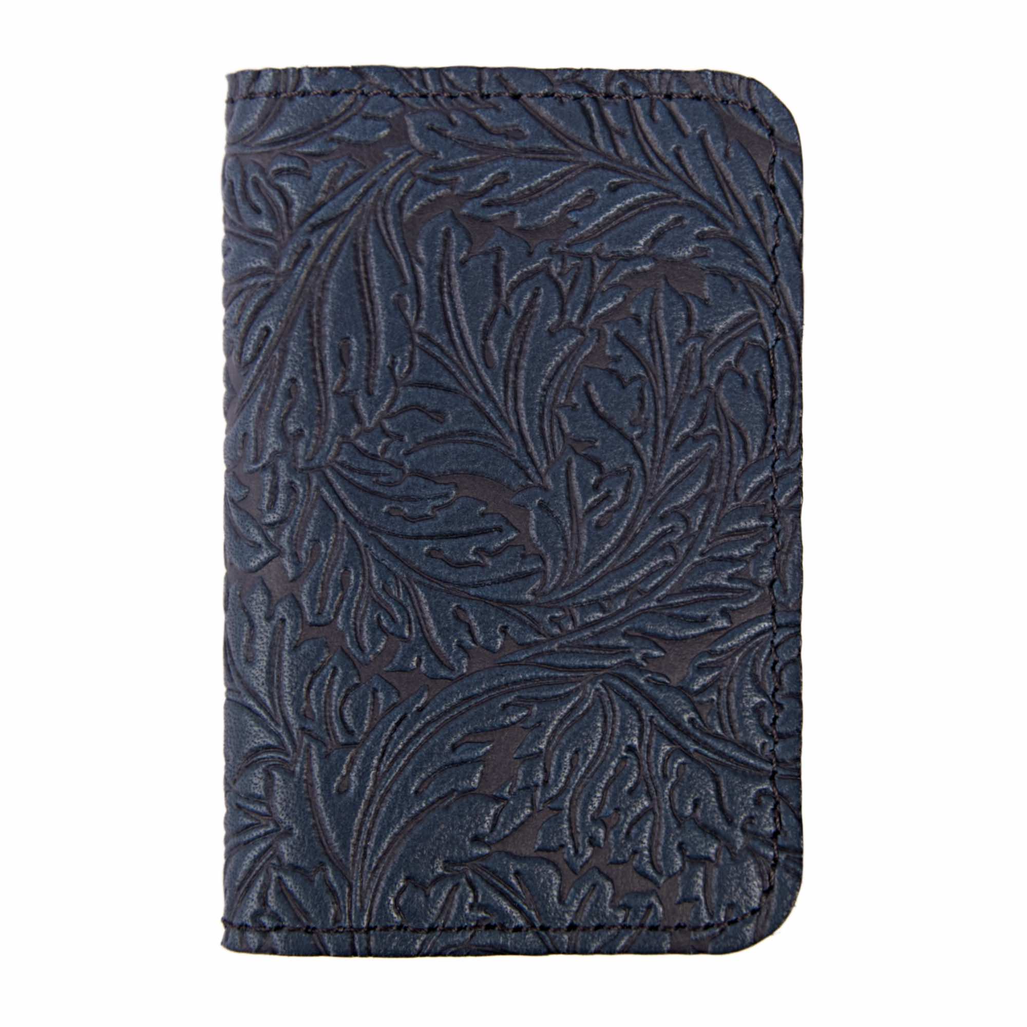 Oberon Leather Business Card Holder, Mini Wallet, Acanthus Leaf