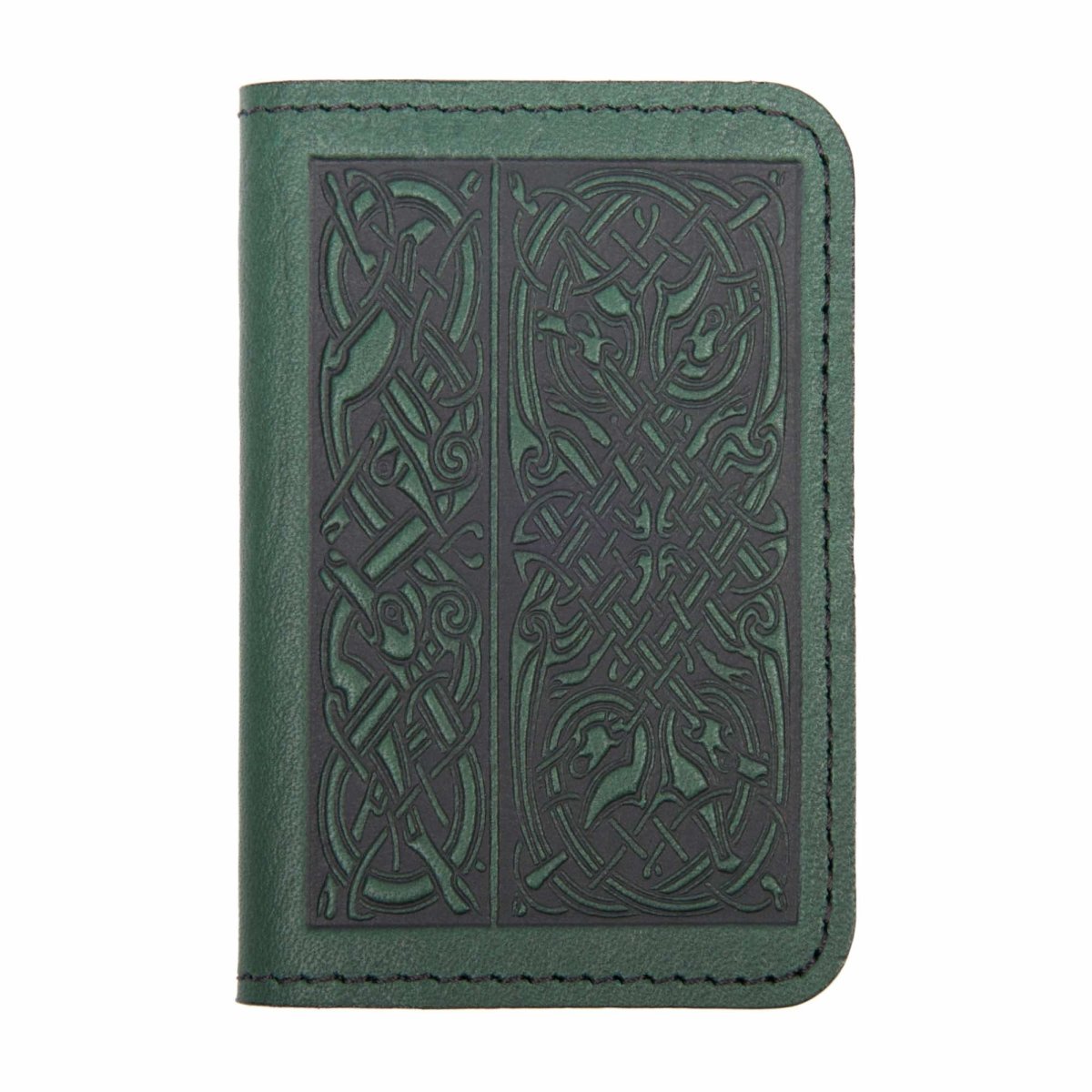 Oberon Leather Business Card Holder, Mini Wallet, Celtic Hounds