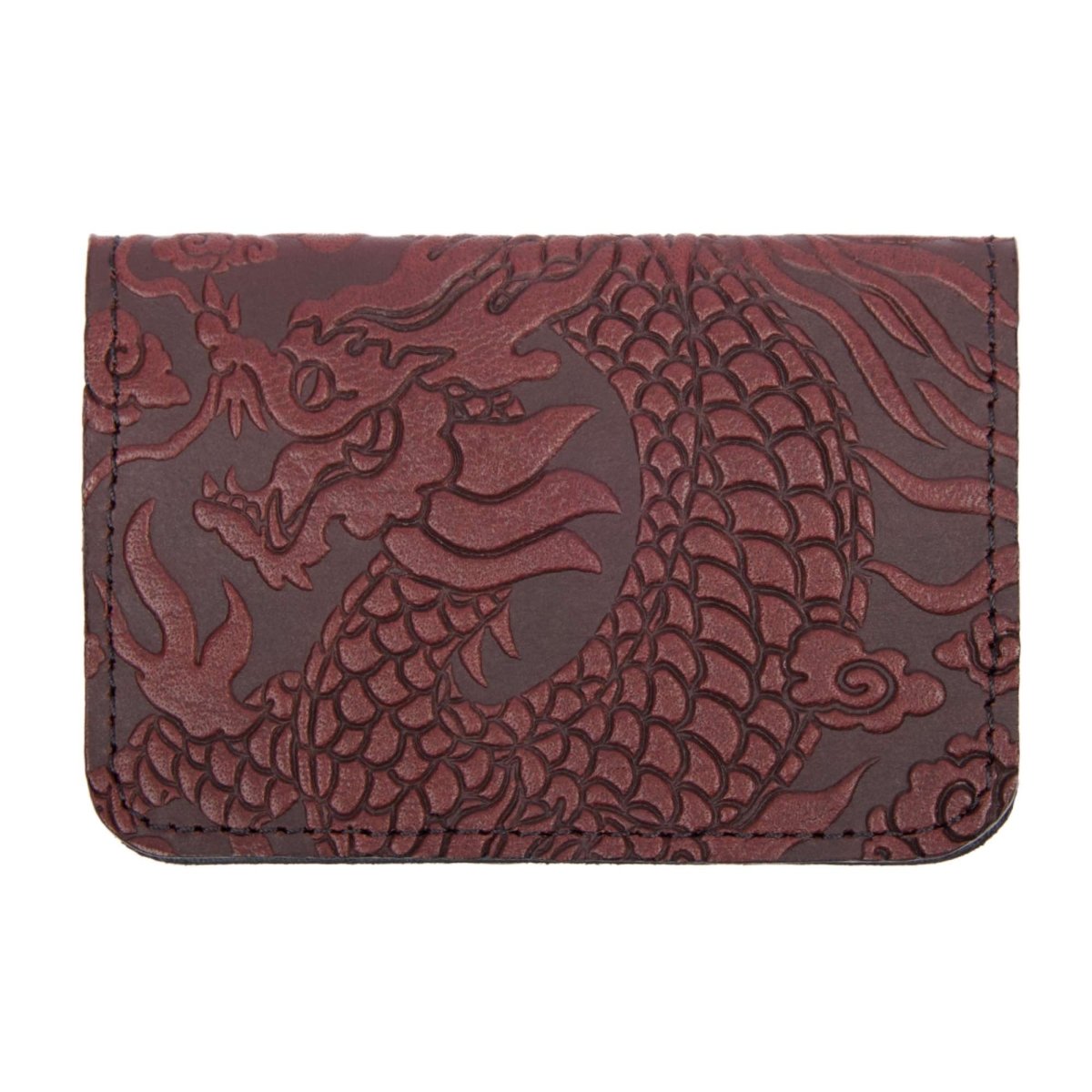 Oberon Leather Business Card Holder, Mini Wallet, Cloud Dragon Wine Oberon Leather Business Card Holder, Mini Wallet, Cloud Dragon Wine