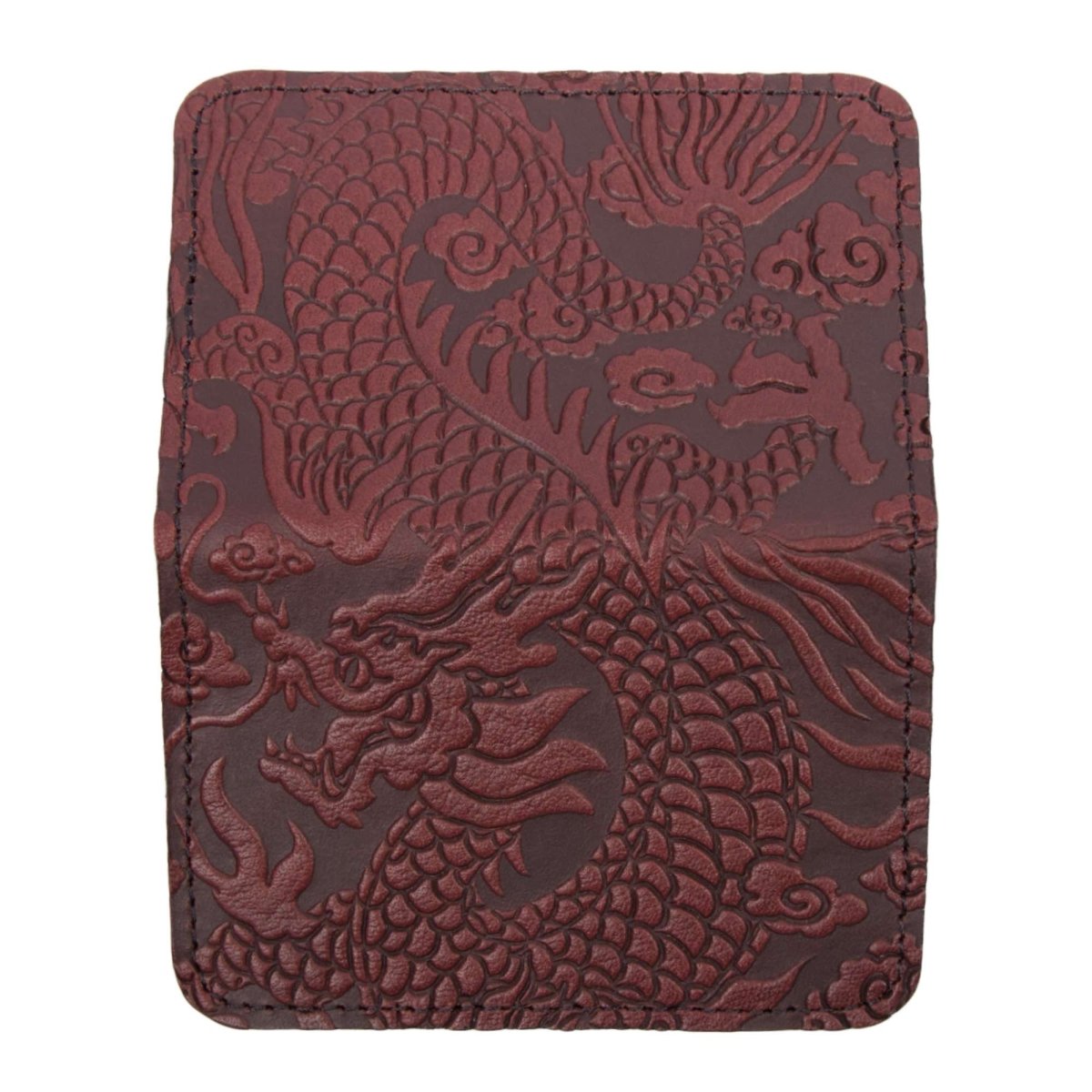 Oberon Leather Business Card Holder, Mini Wallet, Cloud Dragon Red Oberon Leather Business Card Holder, Mini Wallet, Cloud Dragon Red