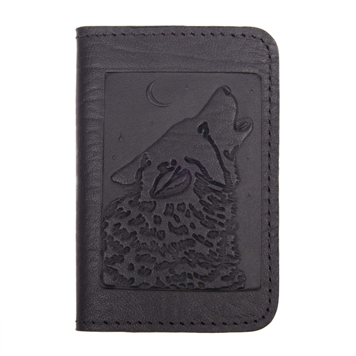 Singing Wolf Card Holder Mini Wallet, Saddle