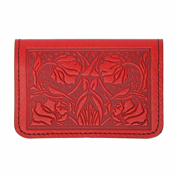 Oberon Leather Business Card Holder, Mini Wallet, William Morris Tulips ...