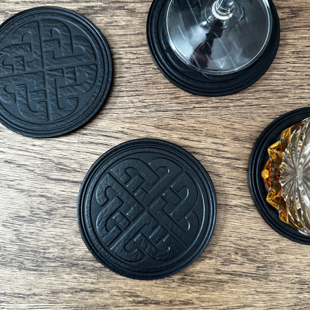 Premium Leather Coasters, Celtic Knot, Handmade in The USA, Wine