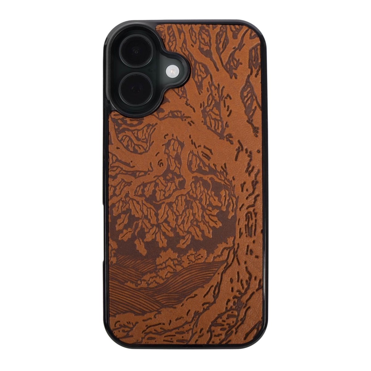 Oberon Design Genuine Leather iPhone Case, Hand-Crafted, Tree of Life iPhone 16 / Saddle Oberon Design Genuine Leather iPhone Case, Hand-Crafted, Tree of Life iPhone 16 / Saddle