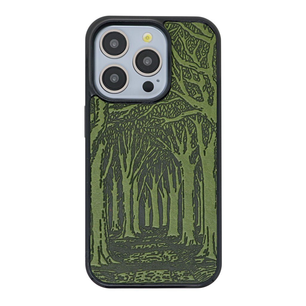 Oberon Design Leather iPhone Case, Hand-Crafted, Avenue of Trees