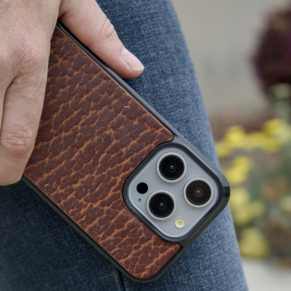 Oberon Design Genuine Leather iPhone Case, Hand-Crafted, Bison