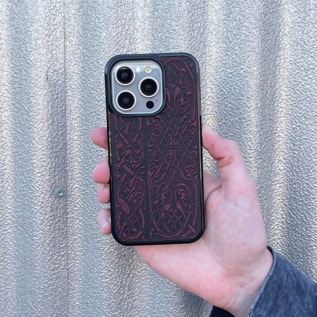 Oberon Design iPhone Case, Celtic Hounds in Wine