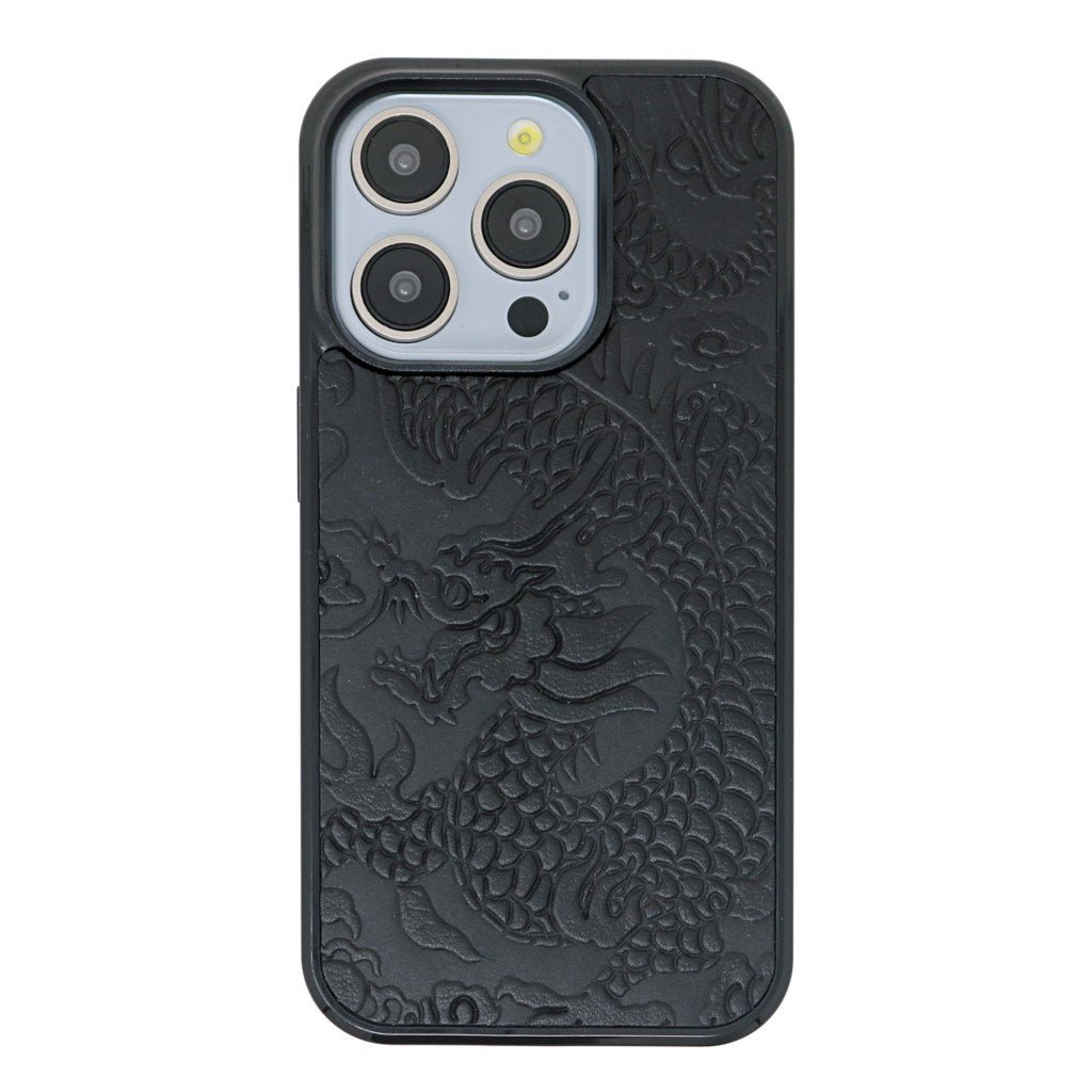 Oberon Design Genuine Leather iPhone Case, Hand-Crafted, Cloud Dragon