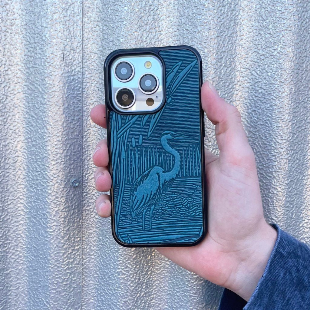 Oberon Design Leather iPhone Case, Hand-Crafted, Dragonfly Pond iPhone 15 PLUS / Blue Oberon Design Leather iPhone Case, Hand-Crafted, Dragonfly Pond iPhone 15 PLUS / Blue