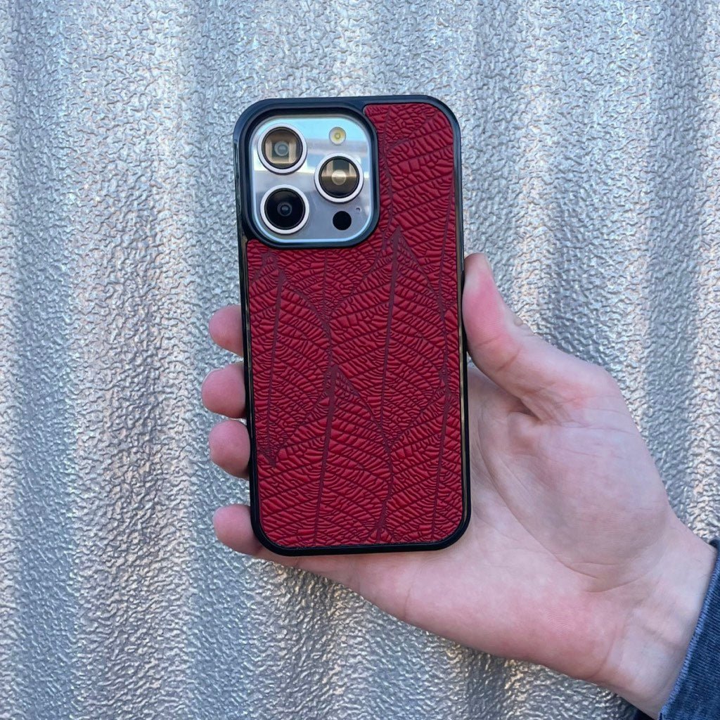 Oberon Design iPhone Case, Fallen Leaves in Red