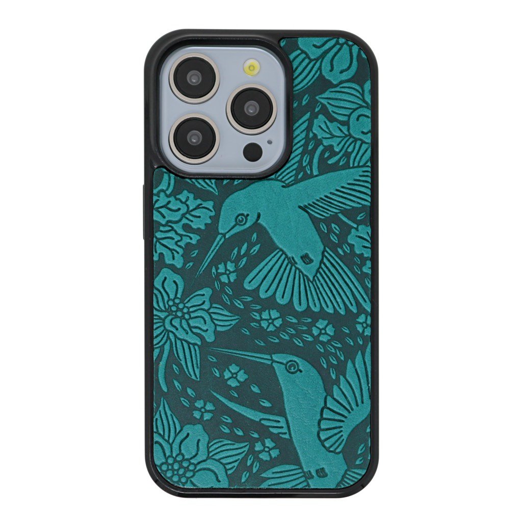 Oberon Design Genuine Leather iPhone Case, Hand-Crafted, Hummingbirds iPhone 15 PLUS / Teal Oberon Design Genuine Leather iPhone Case, Hand-Crafted, Hummingbirds iPhone 15 PLUS / Teal