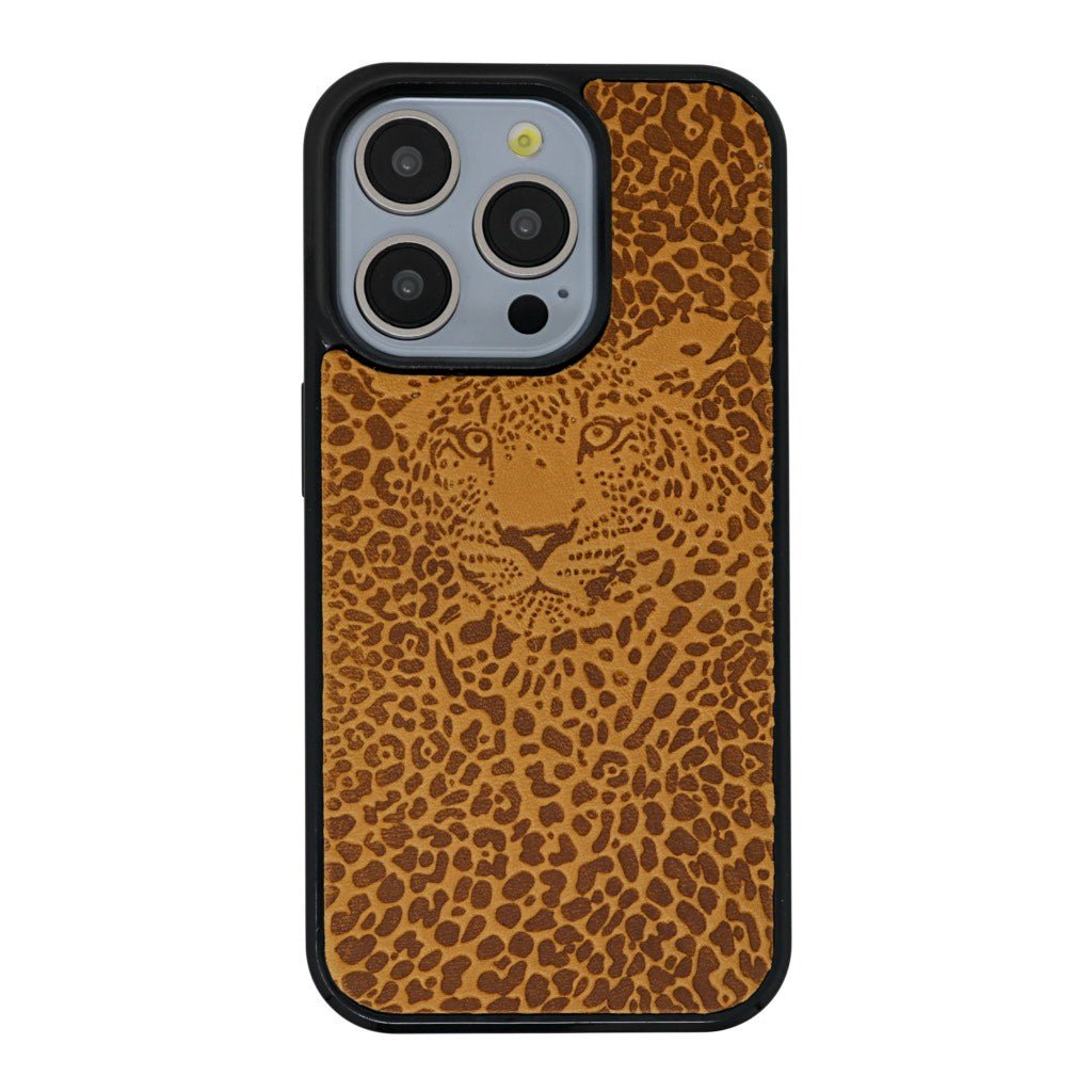 Oberon Design Genuine Leather iPhone Case, Hand-Crafted, Leopard