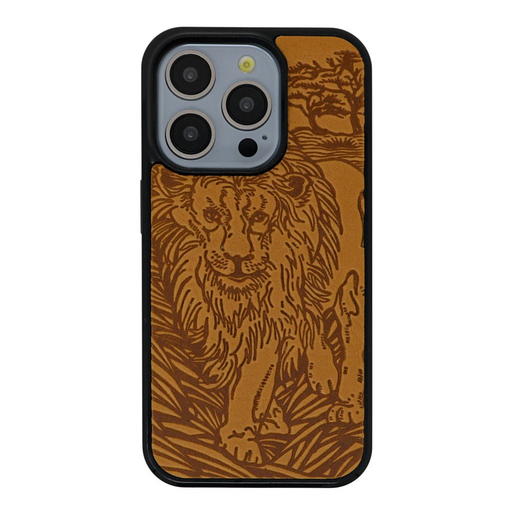 Oberon Design Genuine Leather iPhone Case, Hand-Crafted, Lion